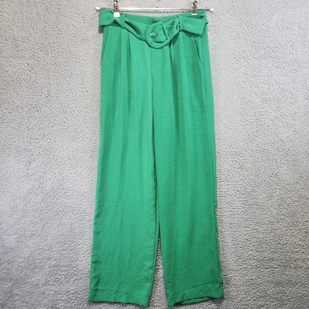 MONTEAU Los Angeles Wide Leg Belted Pants Womens Size‎ S (Fits 27x29) Green